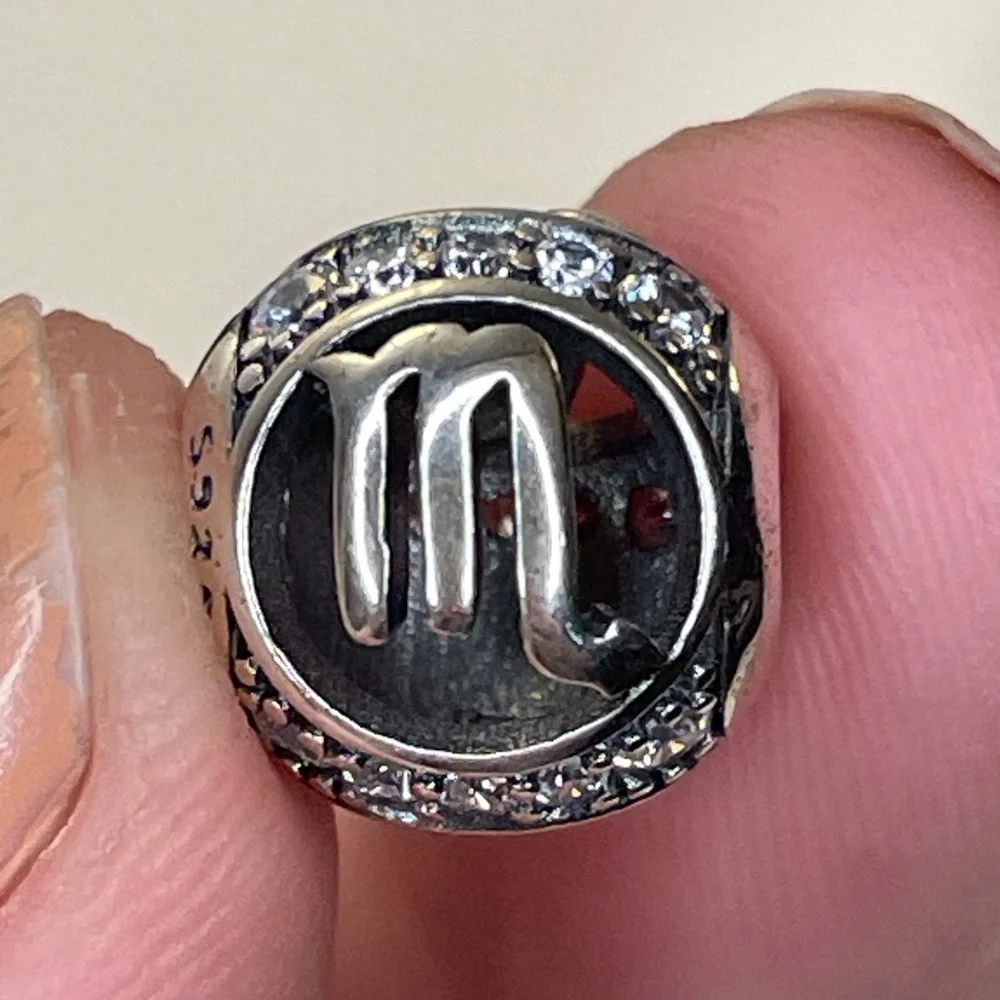 Bracelet Charm Scorpio Zodiac Sign & Rhinestones Sterling Silver